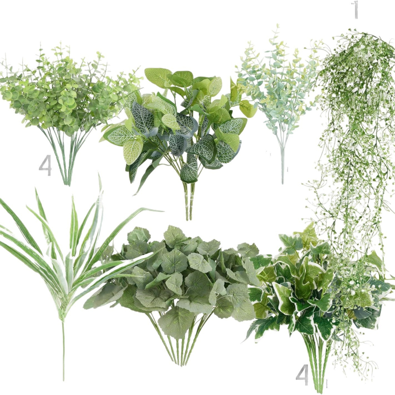 Umjetni set listova eukaliptusa - plastika, injekcijsko oblikovanje, sorta: eukaliptus, za vjenčanje, na otvorenom, rekviziti za fotografiju, kućna dekoracija