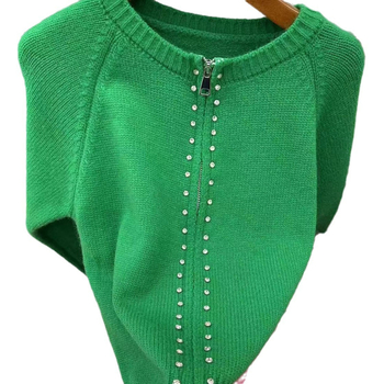 Ženski kardigan sa zipom, kratka dužina, pleteni materijal poliester-akril, opušten kroj, dugi rukavi