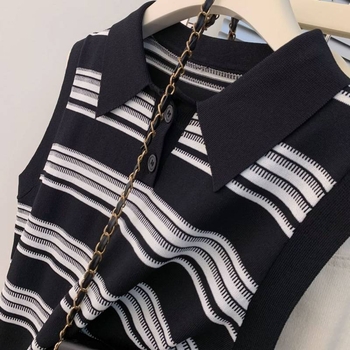 Ριγέ αμάνικο τοπ με τιράντες, Ice Silk/Βισκόζη ανάμειξη, 95%+ περιεκτικότητα κύριου υφάσματος, Καλοκαίρι 2025