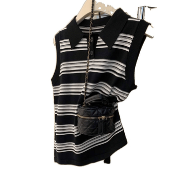 Ριγέ αμάνικο τοπ με τιράντες, Ice Silk/Βισκόζη ανάμειξη, 95%+ περιεκτικότητα κύριου υφάσματος, Καλοκαίρι 2025