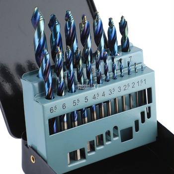 Стъпков комплект свредла, 19 части, право щанга, алуминиева сплав, за алуминиеви врати и прозорци, XUANLU