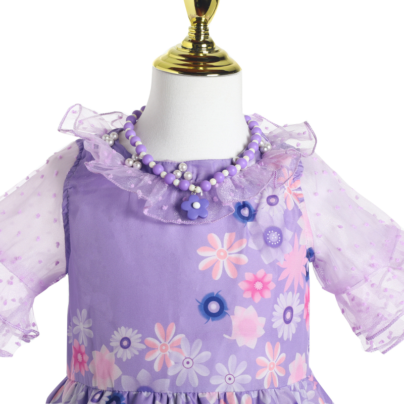 Dječja ljetna haljina za djevojčice s cvjetnim uzorkom, stil princeze, materijal: pamuk–poliester smjesa, podstava: poliester, dobna skupina 3–8 godina