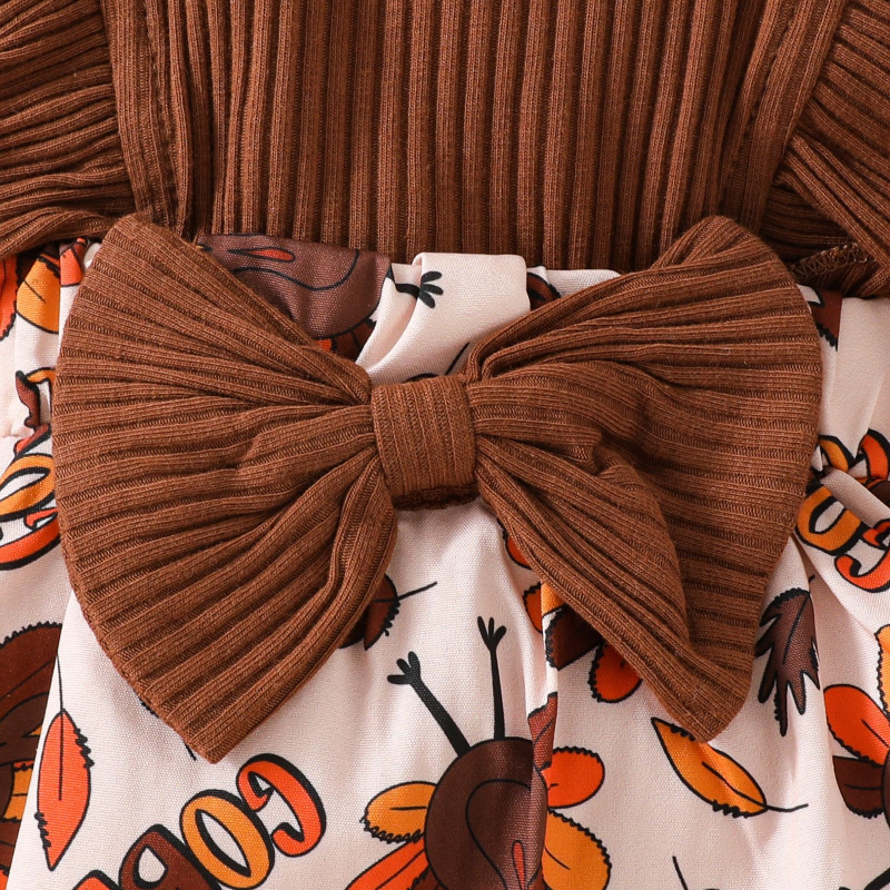 Dječja haljina od pletene pamuka, životinjski uzorak, dugi rukav, A-linijska suknja, 35% pamuka