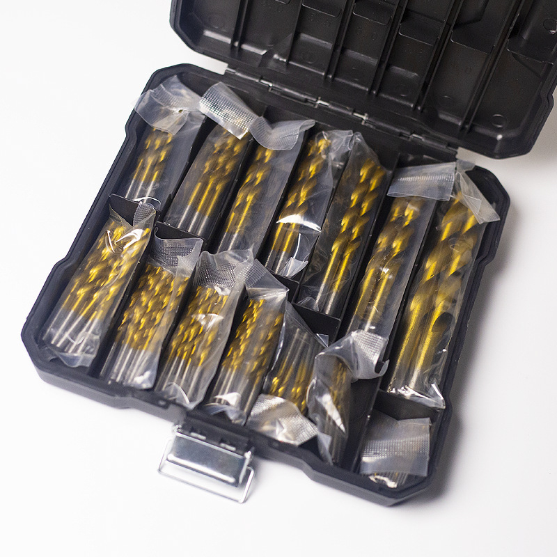 Сет от 99 винтови свредла, HSS с титаново покритие, в пластмасова кутия, за пробиване на дупки в стоманени плочи