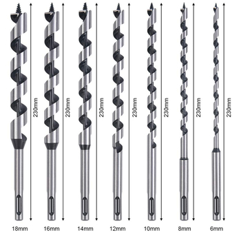 7-частен комплект спирални дърводелски свредла SDS-Plus с удължени битове