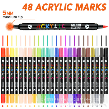 Dvipusis akrilo markeriai rinkinys – vandeniui atsparūs meno markeriai vaikams ir pradinės mokyklos mokiniams