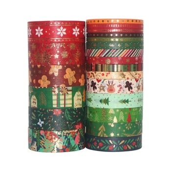 Коледна Washi лента за дневник с DIY горещо тиснение и фолио — хартиена основа, дължина 5 м, за дневник и декорация