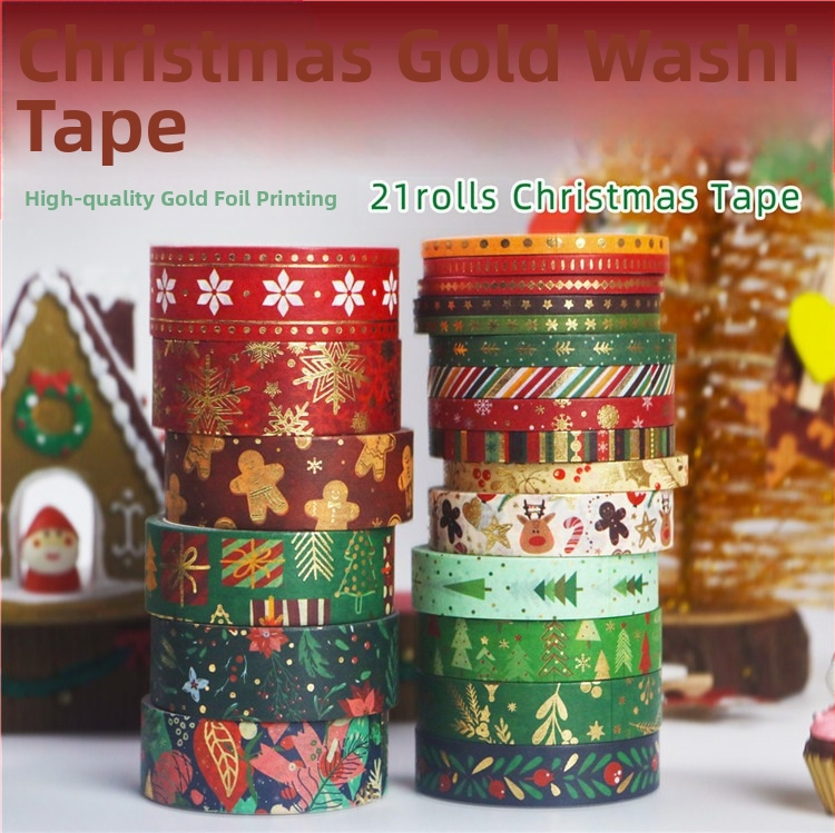 Коледна Washi лента за дневник с DIY горещо тиснение и фолио — хартиена основа, дължина 5 м, за дневник и декорация