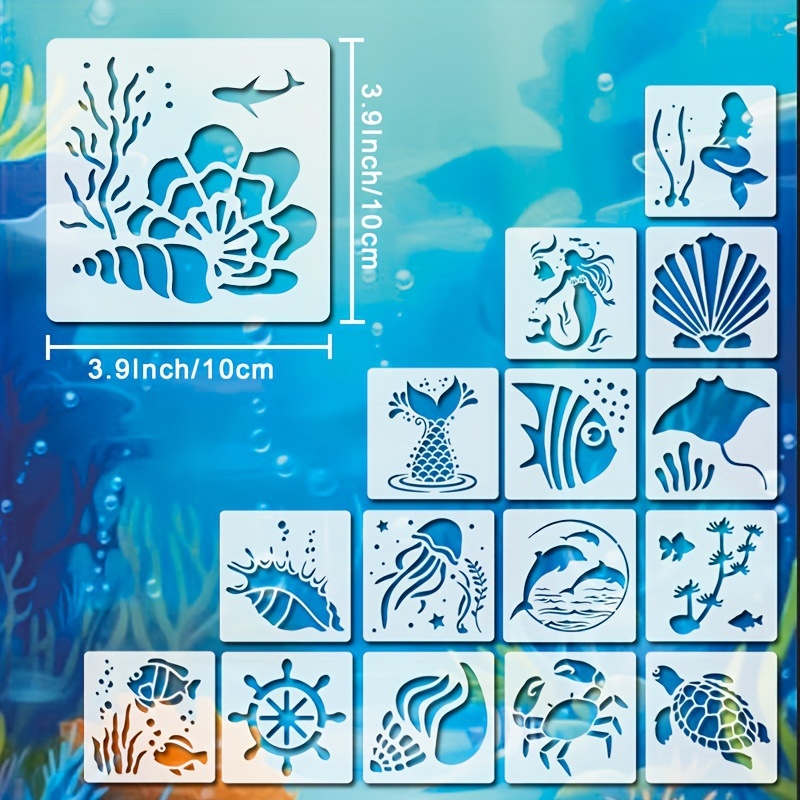 PET šablonas vaikams iš jūros serijos DIY motyvams su iškirpte – PET medžiaga; neimportuota; be IP licencijos