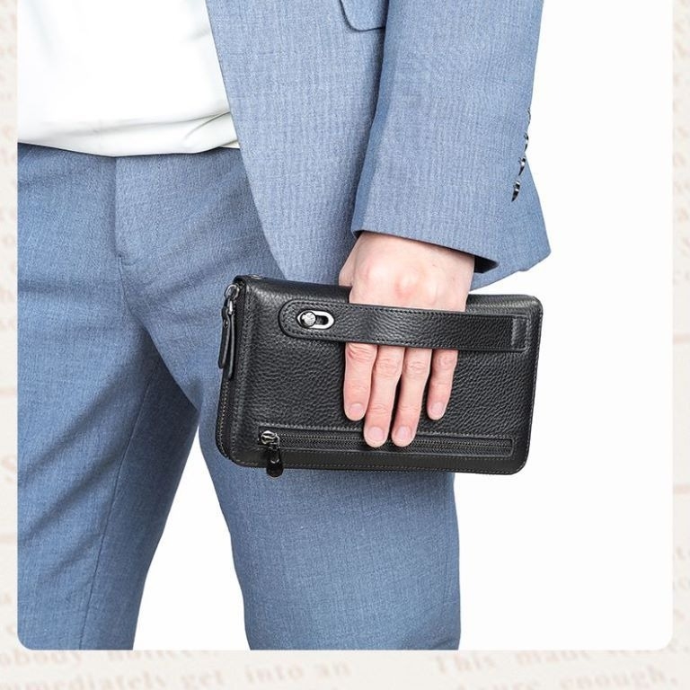 Meeste pikk nahast rahakott esimese kihiga veisnahkaga, kulumiskindel, mitmeotstarbeline disain, polüestervooder