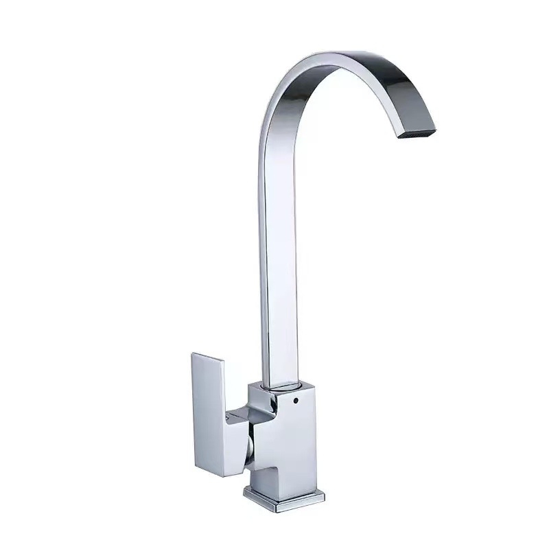 Praustuvo maišytuvas su vertikaliu montavimu, keraminiu kartridžo vožtuvu, cinko lydinio korpusas, kvadratinio vamzdžio dizainas ir septynė formos