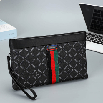 Pánska clutch taška – street trend štýl, PU materiál, kockovaný vzor, podšívka z polyesteru, vhodná na služobné cesty