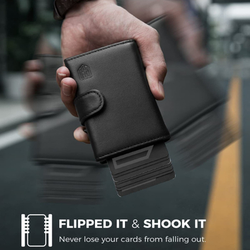 Kreditinių kortelių dėklas su ištraukiamu mechanizmu, vyriškas modelis, PU medžiaga, plėtimas ir anti-theft funkcija, 2024 m. ruduo, tinkamas namų saugojimui