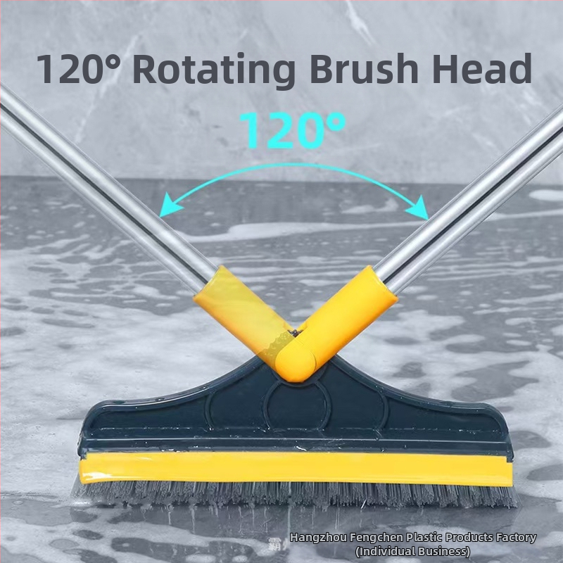 Kúpeľňová podlahová kefa s trojuholníkovou hlavou, dlhým násadcom, otočnou hlavou, tvrdými štetinami, 270 g