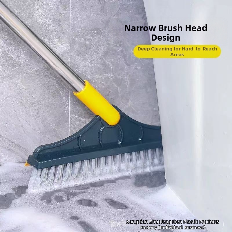 Kúpeľňová podlahová kefa s trojuholníkovou hlavou, dlhým násadcom, otočnou hlavou, tvrdými štetinami, 270 g