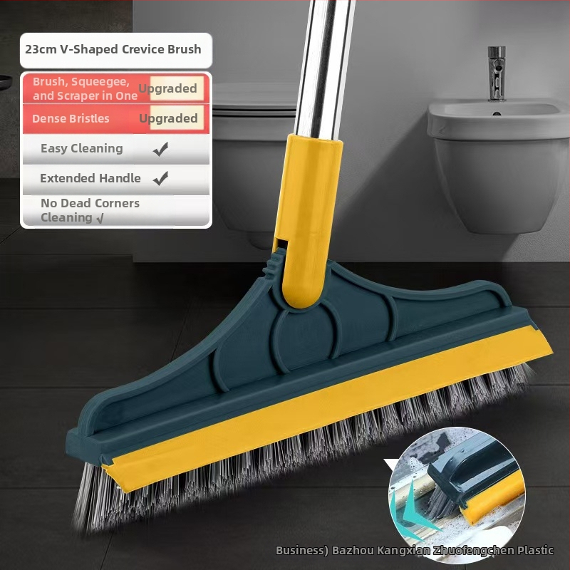 Kupaonska podna četka s trokutastom glavom, dugačak držač, tvrda vlakna, okretna glava, 270 g