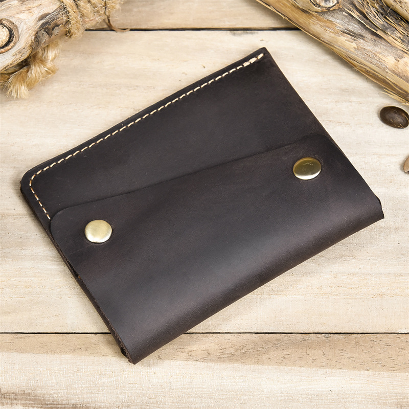 Natūralios odos monetų piniginė, universalus, Bi-fold, viršutinio sluoksnio karvės odos, poliesterio vidus