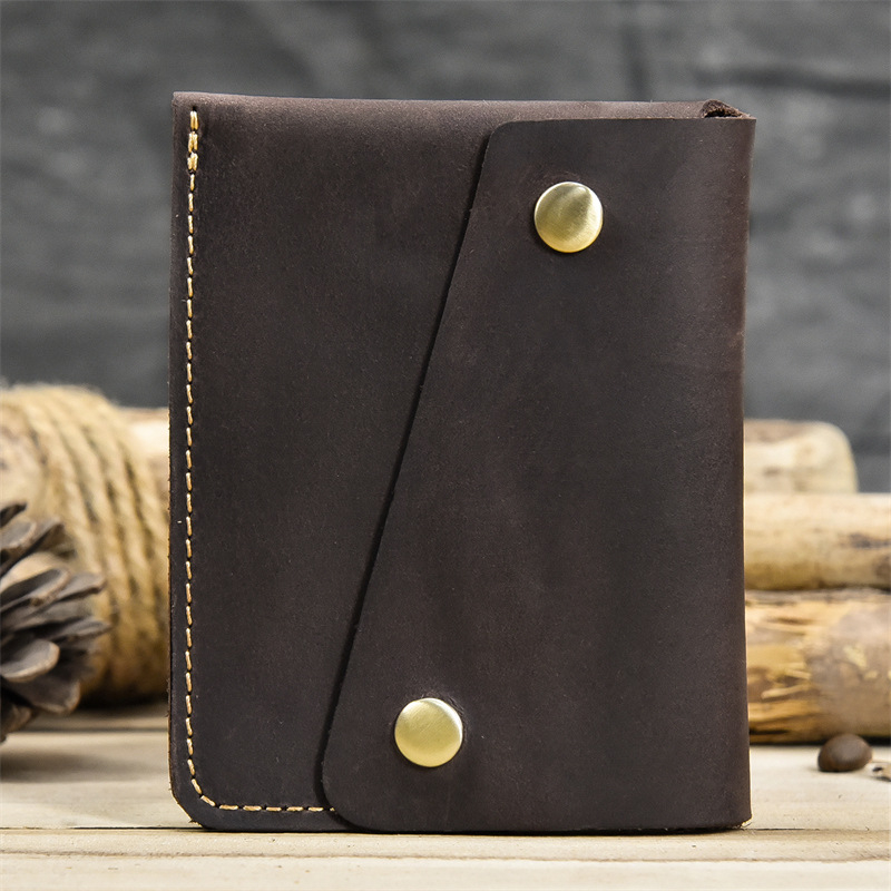 Natūralios odos monetų piniginė, universalus, Bi-fold, viršutinio sluoksnio karvės odos, poliesterio vidus