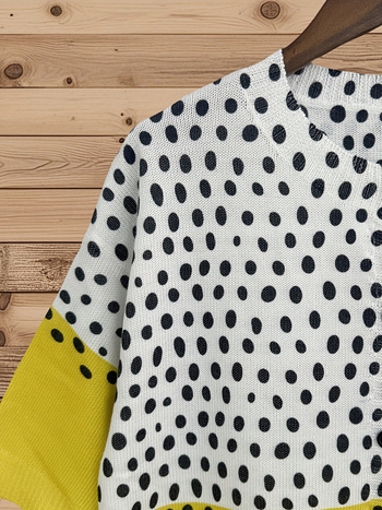 Boemski ženski kardigan s točkastim uzorkom, Chenille tkanina, Polo ovratnik, Spandex udjel ispod 30%, boemski stil