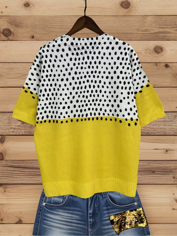 Boemski ženski kardigan s točkastim uzorkom, Chenille tkanina, Polo ovratnik, Spandex udjel ispod 30%, boemski stil