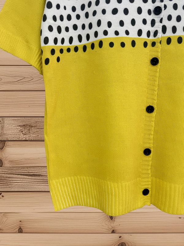 Boemski ženski kardigan s točkastim uzorkom, Chenille tkanina, Polo ovratnik, Spandex udjel ispod 30%, boemski stil