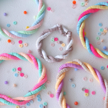 Χάντρες από μαλακό πηλό, στρογγυλές χάντρες σε στυλ μπαρόκ, σετ 14 τεμαχίων