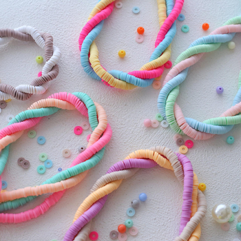 Χάντρες από μαλακό πηλό, στρογγυλές χάντρες σε στυλ μπαρόκ, σετ 14 τεμαχίων