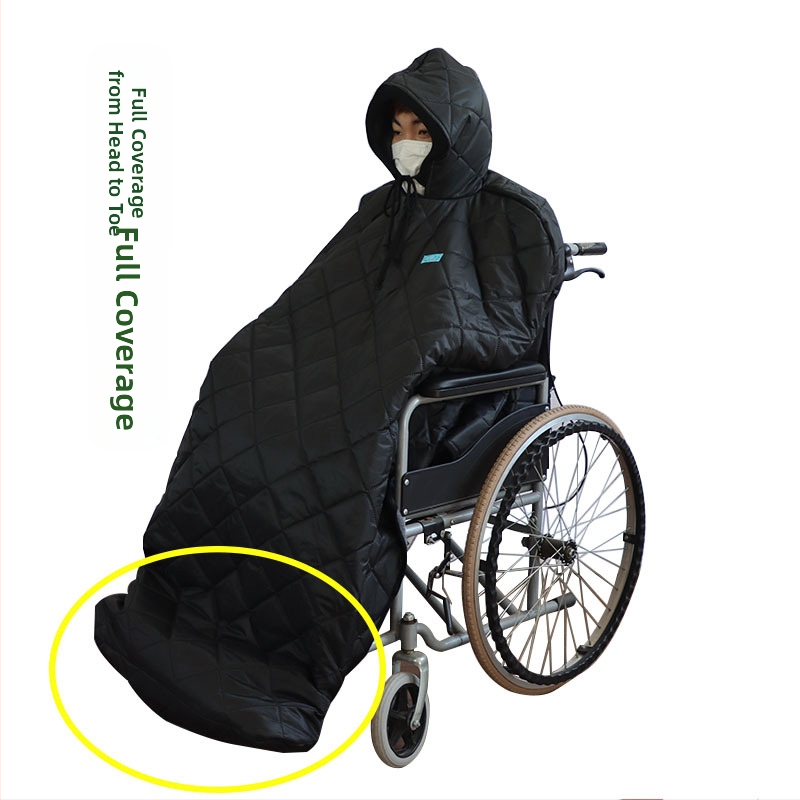 Suaugusiųjų vežimėlių šilta antklodė su vėjo atbaidymo apsauga; pagaminta iš poliesterio pluošto; apsaugos dalys: juosmuo, blauzda, pečiai, keliai, čiurnos