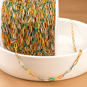 DIY κοσμήματα αξεσουάρ – αλυσίδα από ανοξείδωτο ατσάλι, επίστρωση με σταγόνες λαδιού, μοντέρνο στιλ για αστική μετακίνηση, Καλοκαίρι 2024