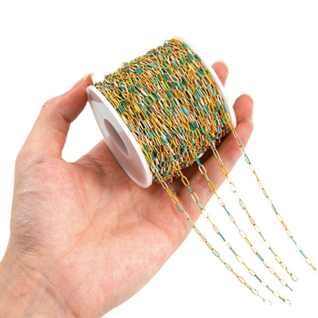 DIY κοσμήματα αξεσουάρ – αλυσίδα από ανοξείδωτο ατσάλι, επίστρωση με σταγόνες λαδιού, μοντέρνο στιλ για αστική μετακίνηση, Καλοκαίρι 2024