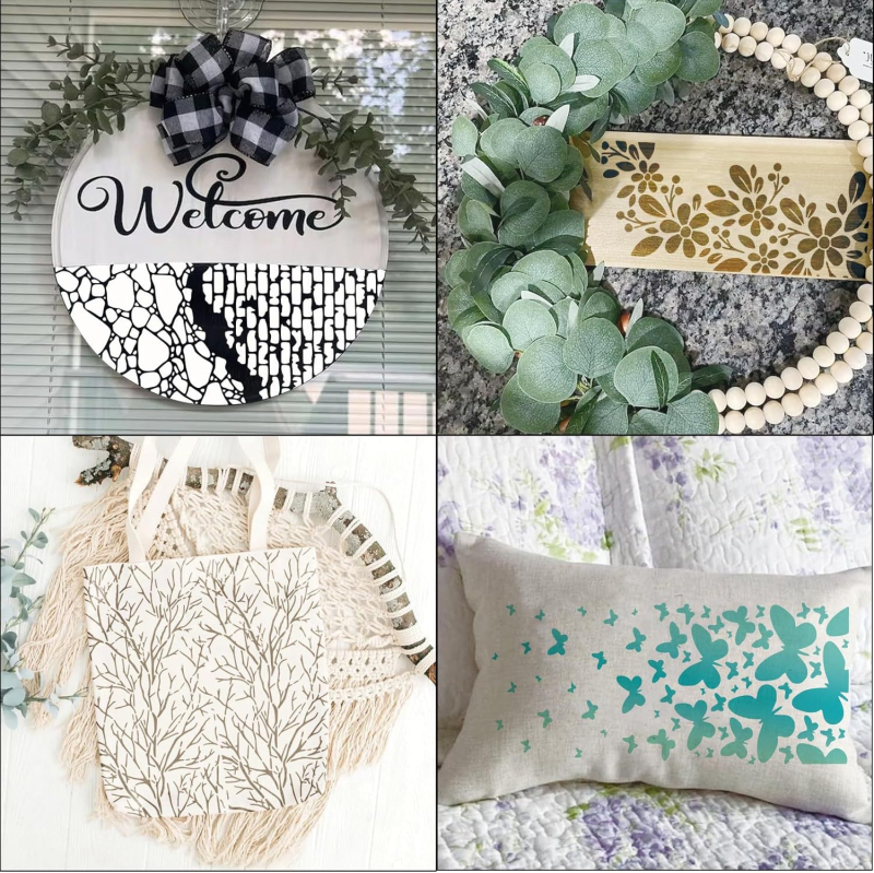 Muzikos natų šablonai su atkuriamomis tekstūromis, dažyti iškirpimai (PET medžiaga)