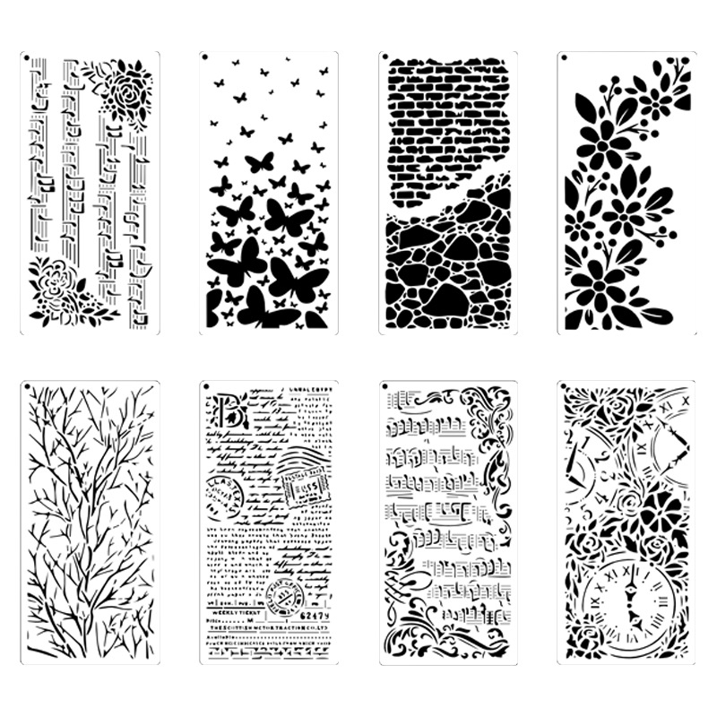 Muzikos natų šablonai su atkuriamomis tekstūromis, dažyti iškirpimai (PET medžiaga)