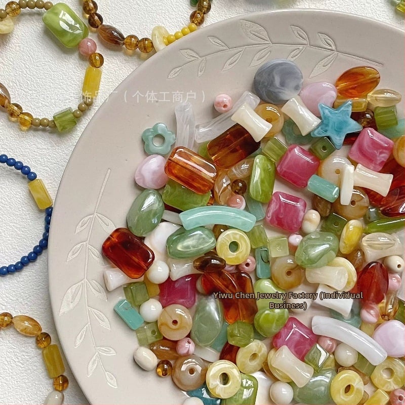 DIY súprava akrylových korálikov – miešané koráliky pre šperky, na náramky a telefónne retiazky, 100 g