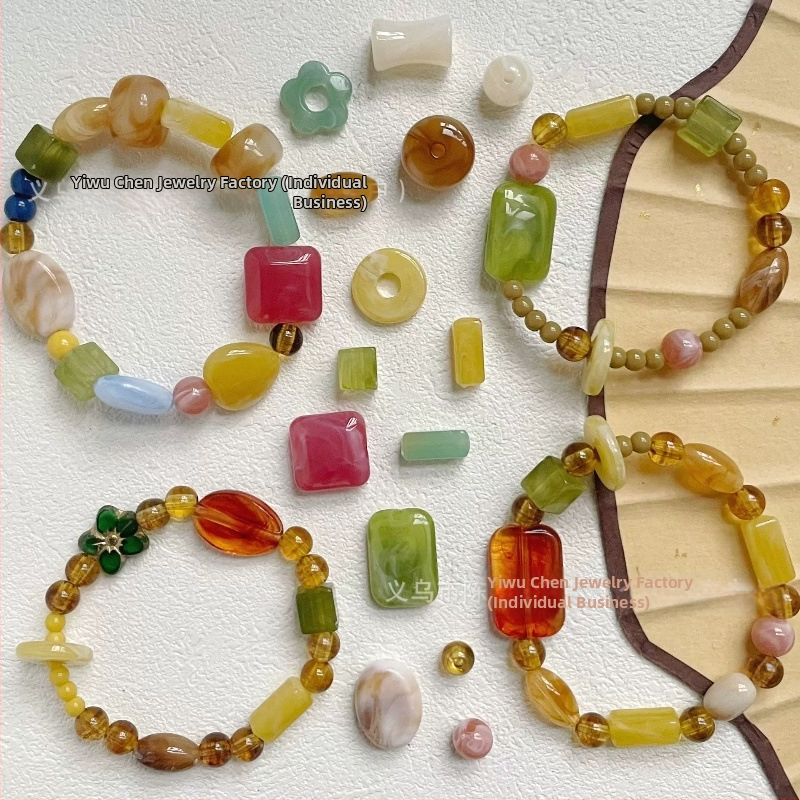 DIY súprava akrylových korálikov – miešané koráliky pre šperky, na náramky a telefónne retiazky, 100 g