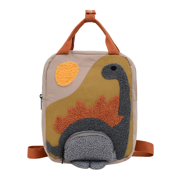 Rucsac canvas unisex, curele curbate ergonomice, motiv cu dinozauri, potrivit pentru grădiniță, primăvara 2024