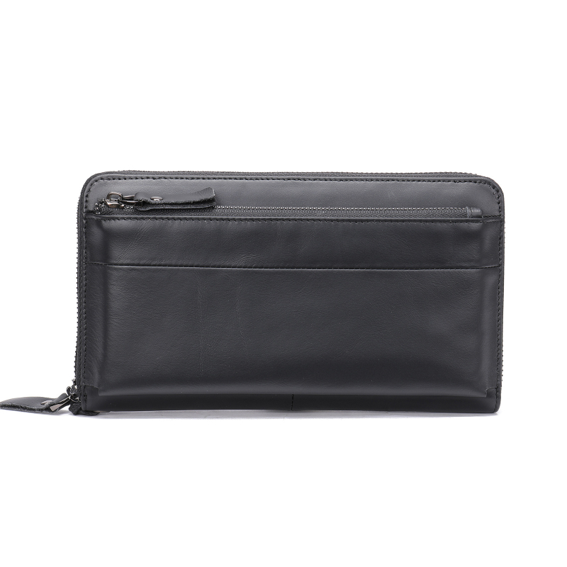 Мъжки дълъг кожен портфейл — горен слой кожа, 1 сгъвка; подплата полиестер-памук; устойчив на износване, защита от кражба.