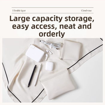 Taška na káble s automatickým uzatvorením, PU povrch a flanelová podšívka, vodeodolný organizér káblov pre drôtové slúchadlá a nabíjačku