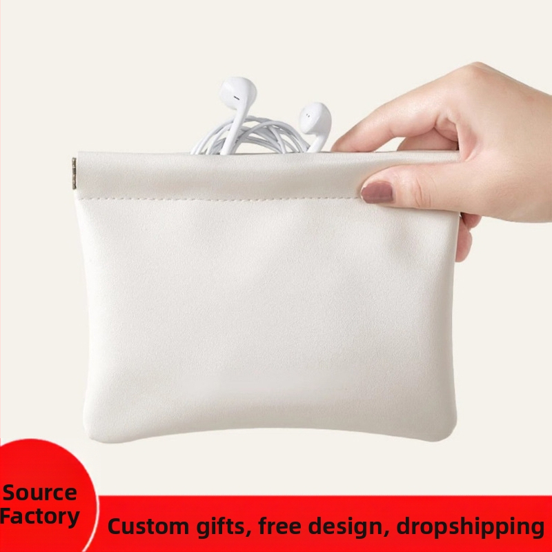 Taška na káble s automatickým uzatvorením, PU povrch a flanelová podšívka, vodeodolný organizér káblov pre drôtové slúchadlá a nabíjačku