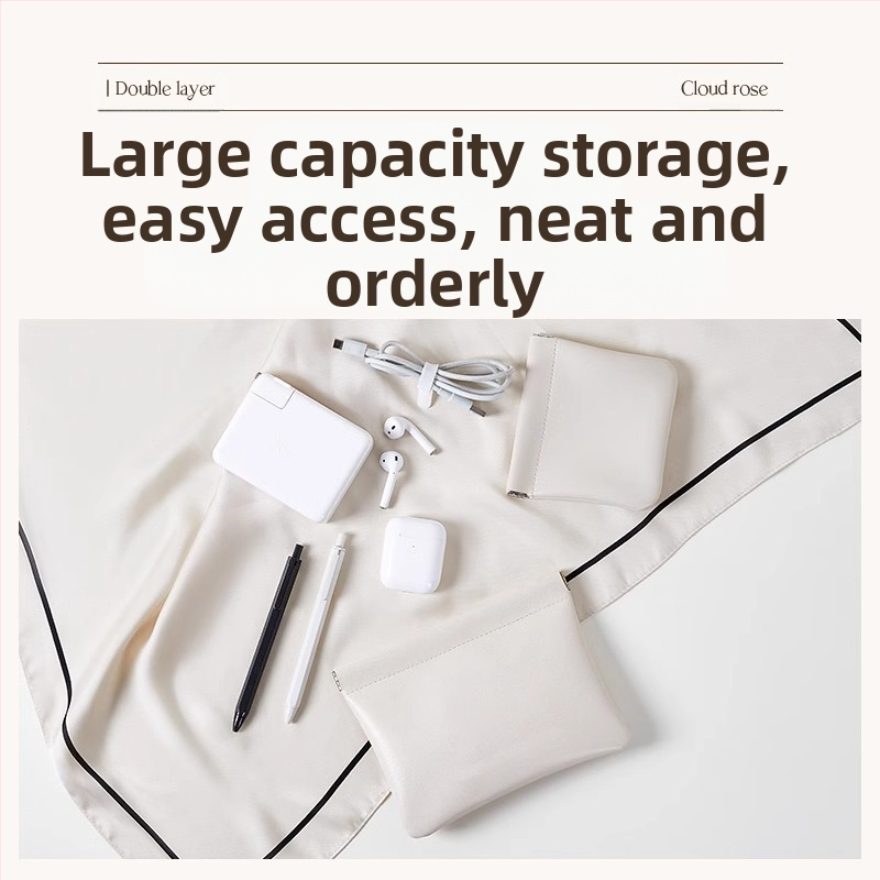 Taška na káble s automatickým uzatvorením, PU povrch a flanelová podšívka, vodeodolný organizér káblov pre drôtové slúchadlá a nabíjačku