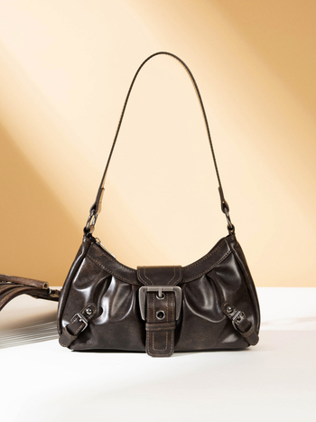 Geantă de umăr din PU, formă de pernă, stil Street Trend, închidere cu fermoar, buzunar interior cu fermoar