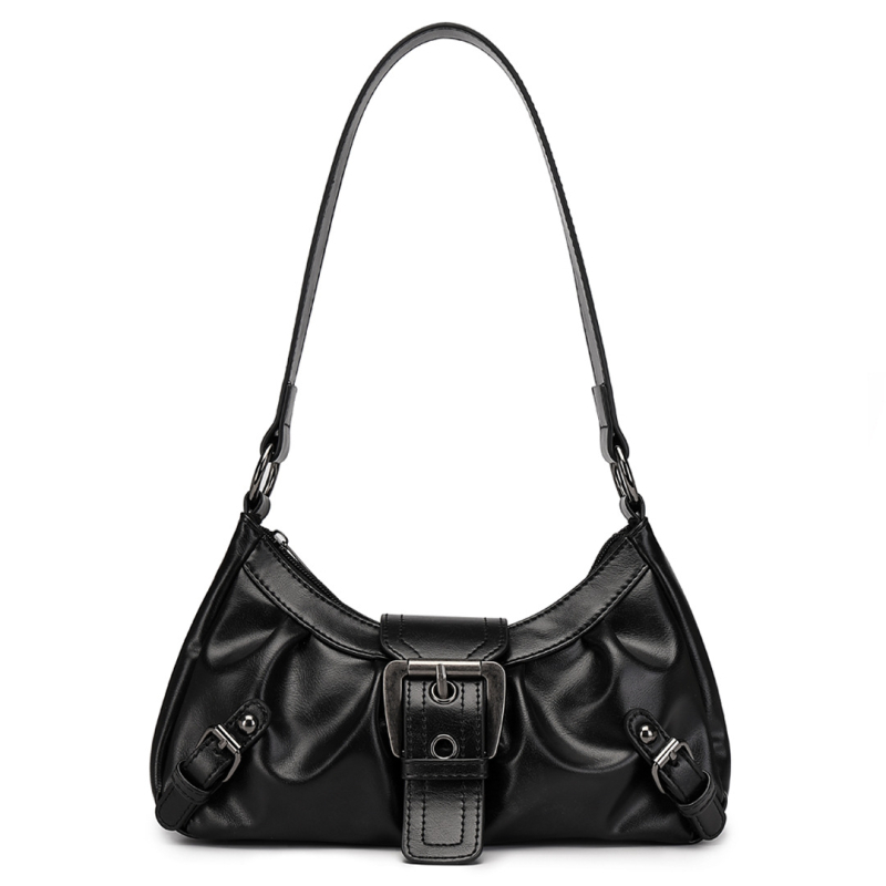 Geantă de umăr din PU, formă de pernă, stil Street Trend, închidere cu fermoar, buzunar interior cu fermoar