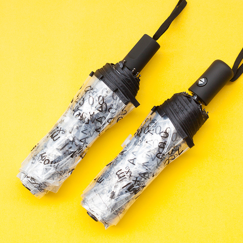 Trys dalių sulankstomas skėtis su automatinio atidarymo mechanizmu, lydinio strypai, 8 strypai, plastikinis audinys 210T