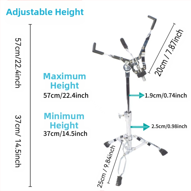 Stojan na snare bubon — železná konštrukcia, nastaviteľná výška, model SG-JGZJ-H-Y