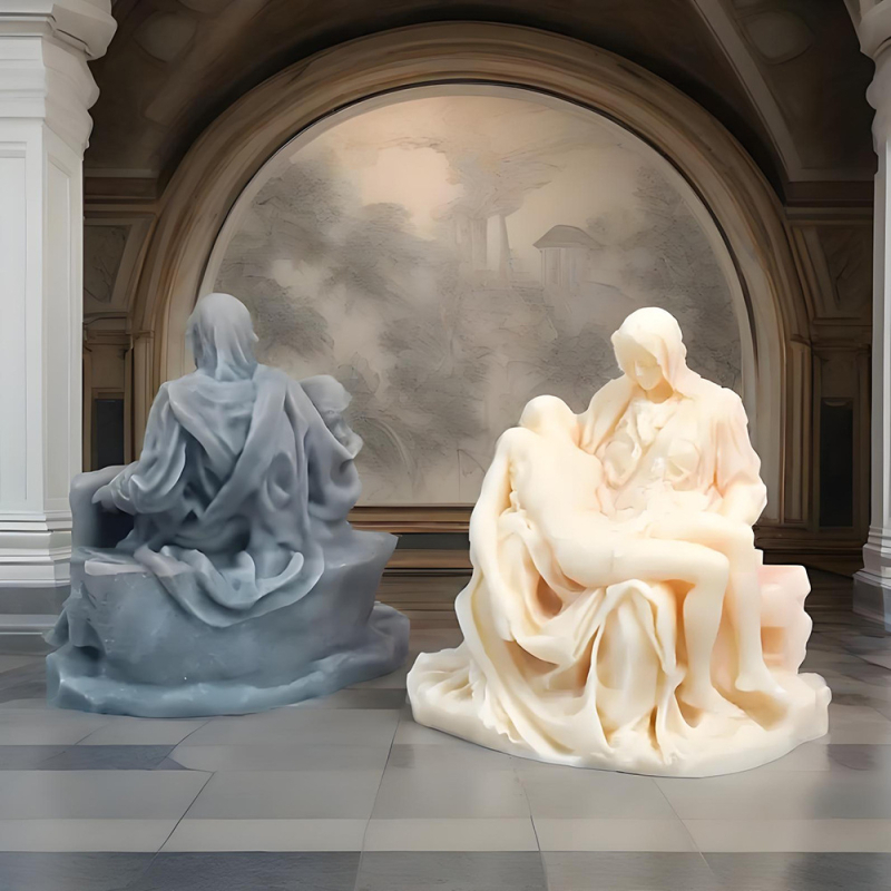 Силиконова форма за свещи и десерти – Our Lady of Mercy, 3D портрет, асиметрична форма