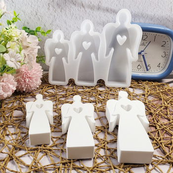 Καλούπι σιλικόνης για DIY τσιμέντο/γύψο — ακανόνιστος σχεδιασμός, σετ διακοσμητικό με καρδιά-άγγελο