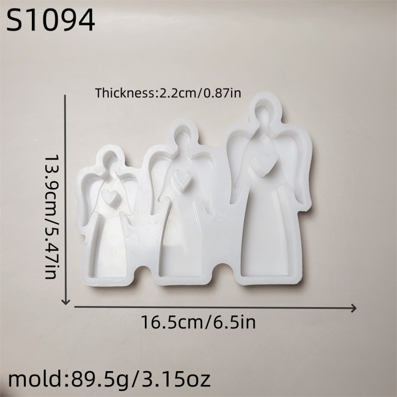 Silikoninė forma DIY cementui/gipsui — netaisyklingos formos širdies angelo ornamentų rinkinys