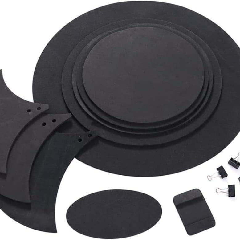 14 броя шумопоглъщащи подложки за барабани, за пет барабана и три тарелки, гумени музикални аксесоари