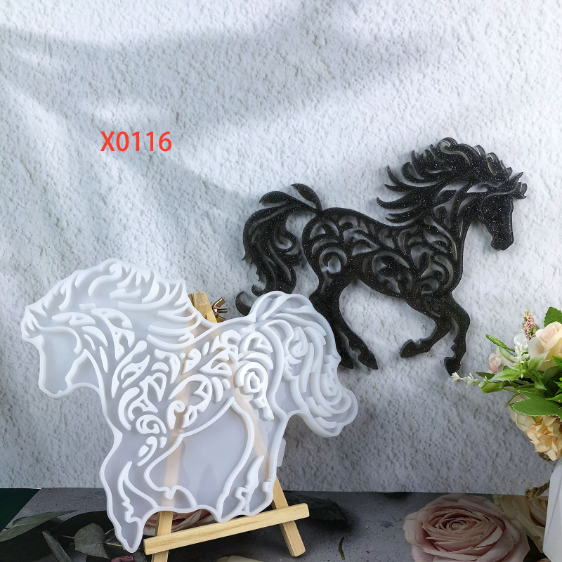 X0116 Nepravilni oblik konja s kristalnim epoksidnim silikonskim kalupom za DIY zidno vješanje