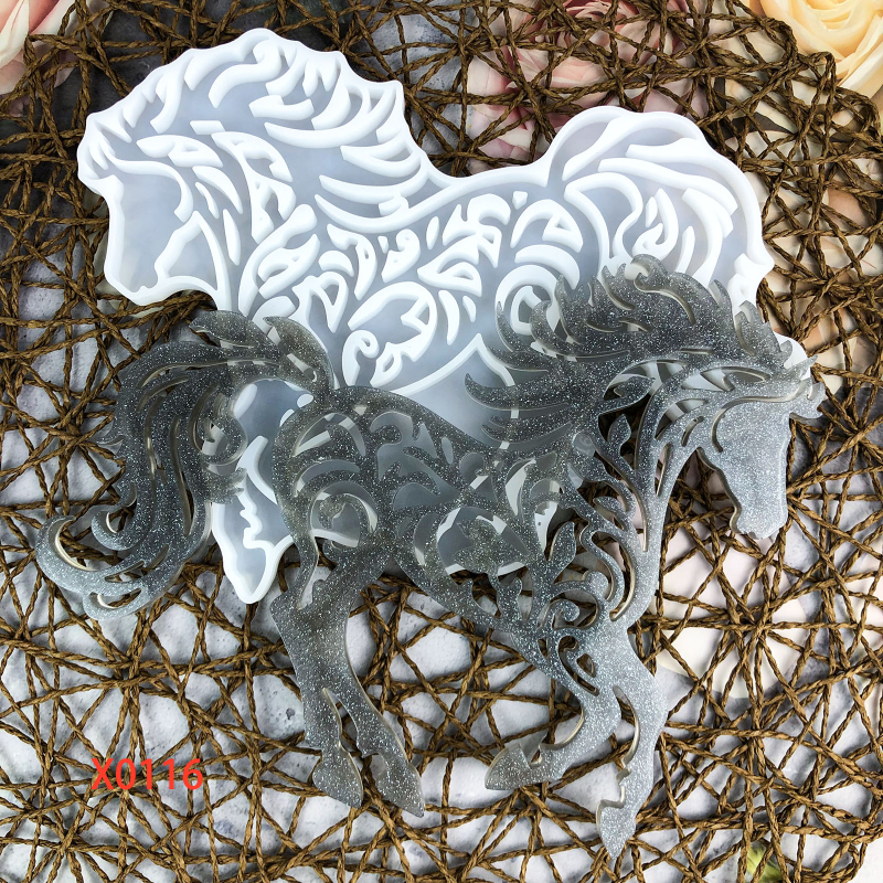 X0116 Nepravilni oblik konja s kristalnim epoksidnim silikonskim kalupom za DIY zidno vješanje