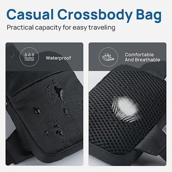 Najlonska muška crossbody torba, vodootporna, jednobojni uzorak, poliesterova podstava
